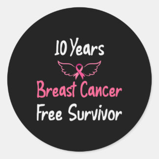 10 Years Breast Cancer Free Pink Breast Cancer Sur Classic Round Sticker