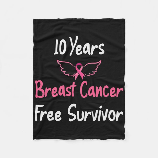 10 Years Breast Cancer Free Pink Breast Cancer Sur Fleece Blanket (Front)