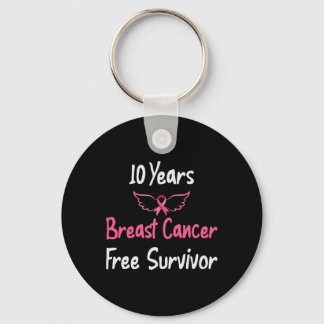 10 Years Breast Cancer Free Pink Breast Cancer Sur Key Ring