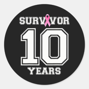 10 Years Breast Cancer Survivor For Women Pink Classic Round Sticker