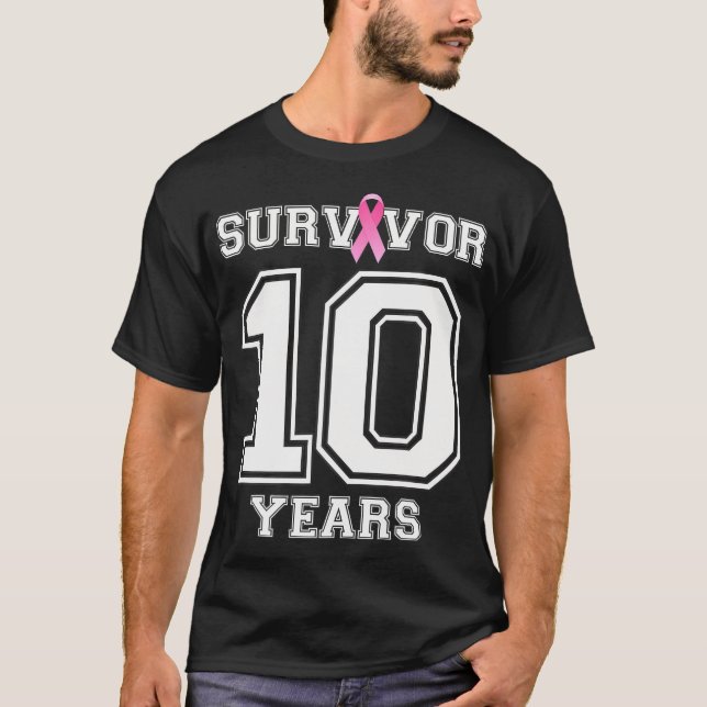 10 Years Breast Cancer Survivor For Women Pink T-Shirt (Front)