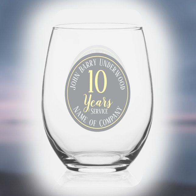 10 Years Long Service Commemorative Company Stemless Wine Glass (Creator Uploaded)