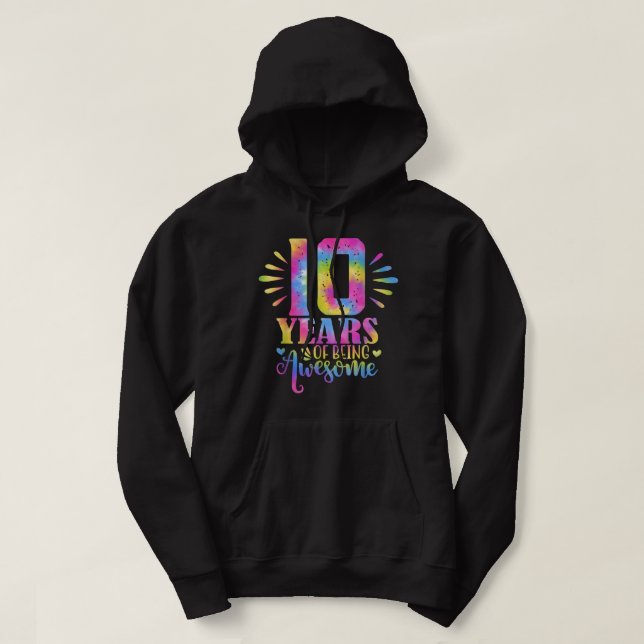 10 Years Of Being Awesome 10th Birthday Girl Hoodie (Design Front)