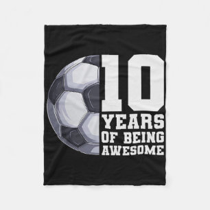 10 Years Of Being Awesome Boys Kids Soccer 10th Bi Fleece Blanket