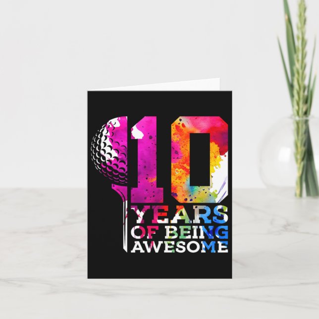 10 Years Of Being Awesome Golf 10th Birthday  Card (Front)