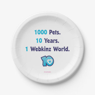 10 Years of Webkinz Stats Paper Plate