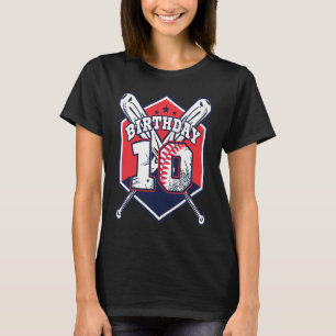 10 Years Old 10th Baseball Birthday Party Theme Bo T-Shirt