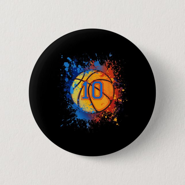 10 Years Old 10th Birthday Basketball Gift For Boy 6 Cm Round Badge (Front)