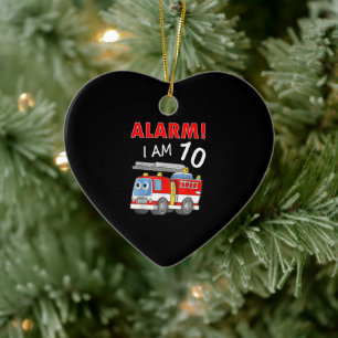 10 Years Old 10th Birthday Boy Girl Firefighter Ceramic Ornament