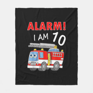 10 Years Old 10th Birthday Boy Girl Firefighter Fleece Blanket