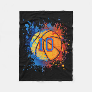 10 Years Old 10th Birthday Bysketbyll Gift For Boy Fleece Blanket