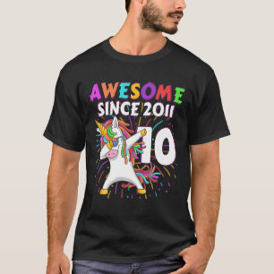10 Years Old 10Th Birthday Unicorn Dabbing Boy T-Shirt