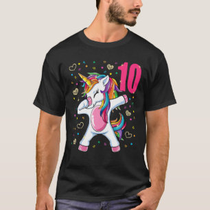 10 Years Old 10th Birthday Unicorn Dabbing Shirt G