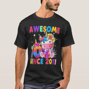 10 Years Old 10Th Birthday Unicorn Girl Awesome Si T-Shirt