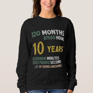 10 Years Old 10th Birthday Vintage Retro 120 Mont Sweatshirt