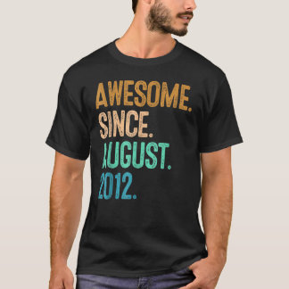 10 Years Old  Awesome Since August 2012 10th Birth T-Shirt