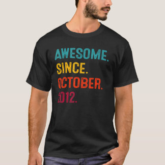 10 Years Old Awesome Since October 2012 10th Birth T-Shirt