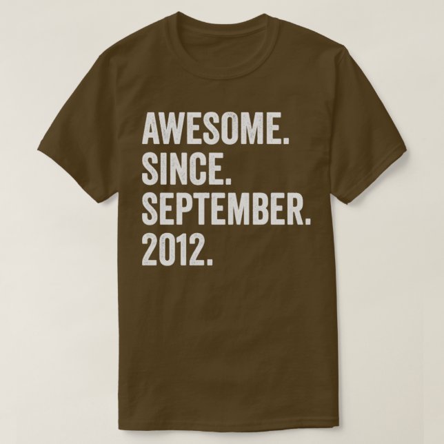 10 Years Old Awesome Since September 2012 10th Bir T-Shirt (Design Front)