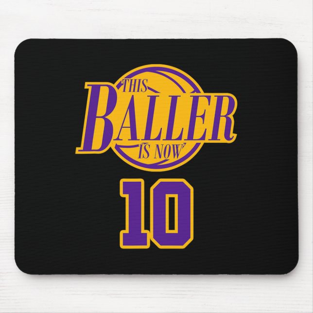 10 Years Old Birthday Basketball Baller Purple And Mouse Pad (Front)