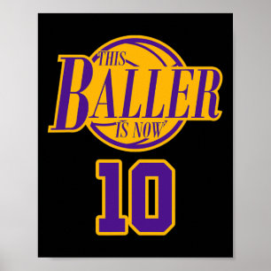 10 Years Old Birthday Basketball Baller Purple And Poster