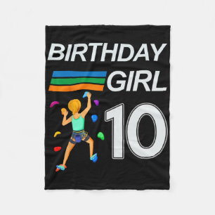 10 Years Old Birthday Bouldering Rock Climbing For Fleece Blanket