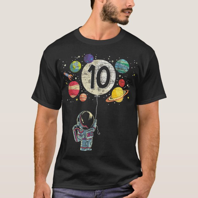 10 Years Old Birthday Boy Gifts Astronaut 10th Bir T-Shirt (Front)