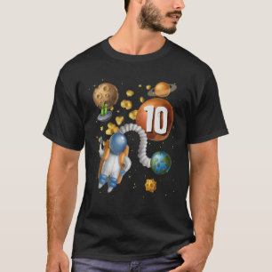 10 Years Old Birthday Boy Gifts Cute Astronaut 10T T-Shirt