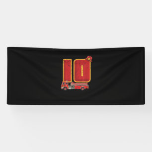 10 Years Old Birthday Boy Gifts Firefighter Banner
