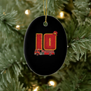 10 Years Old Birthday Boy Gifts Firefighter Ceramic Ornament