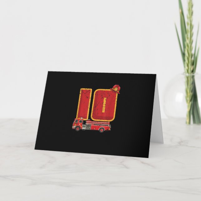 10 Years Old Birthday Boy Gifts Firefighter Holiday Card (Front)