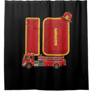 10 Years Old Birthday Boy Gifts Firefighter Shower Curtain