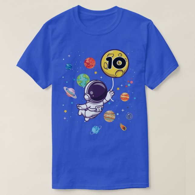 10 Years Old Birthday Boy Tee Astronaut 10th Birth (Design Front)