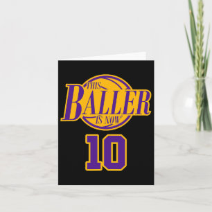 10 Years Old Birthday Bysketbyll Byller Purple And Card