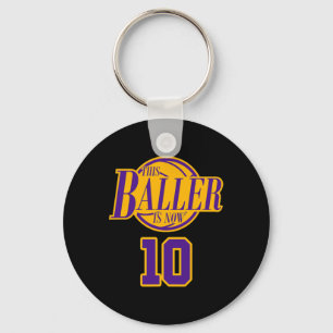 10 Years Old Birthday Bysketbyll Byller Purple And Key Ring