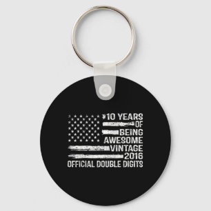 10 Years Old Birthday Double Digits 10th Birthday Key Ring