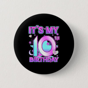 10 Years Old Birthday Kp Kids 10th Birthday Girls 6 Cm Round Badge
