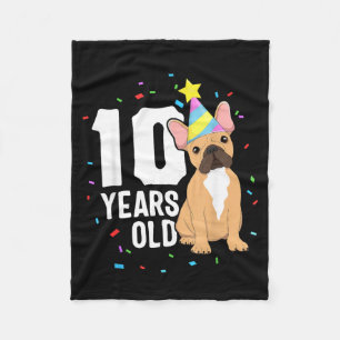 10 Years Old Birthday Outfit French Bulldog Dog Fleece Blanket