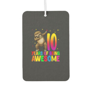 10 Years Old Birthday Sloth Dabbing 10th Birthday  Car Air Freshener