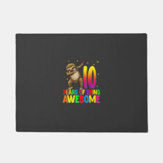 10 Years Old Birthday Sloth Dabbing 10th Birthday  Doormat