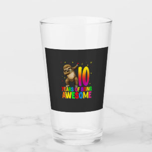 10 Years Old Birthday Sloth Dabbing 10th Birthday Glass