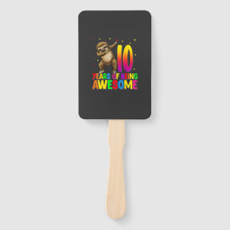 10 Years Old Birthday Sloth Dabbing 10th Birthday  Hand Fan