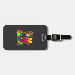 10 Years Old Birthday Sloth Dabbing 10th Birthday  Luggage Tag