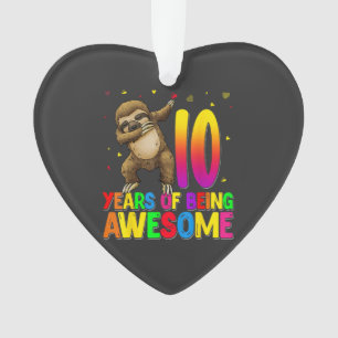 10 Years Old Birthday Sloth Dabbing 10th Birthday  Ornament