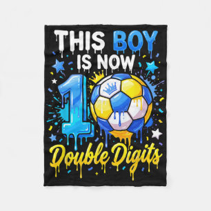 10 Years Old Birthday Soccer This Boy Now 10 Doubl Fleece Blanket