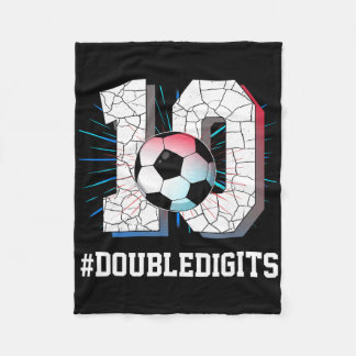 10 Years Old Boy 10 Double Digits Birthday Soccer  Fleece Blanket