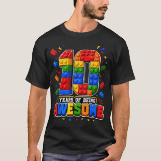 10 Years Old Boys Awesome Building Bricks 10Th T-Shirt