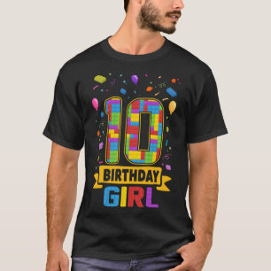 10 Years Old Building Blocks 10th Bday Girl Master T-Shirt