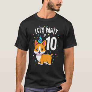 10 Years Old Corgi Dog Lover 10th Birthday Party O T-Shirt