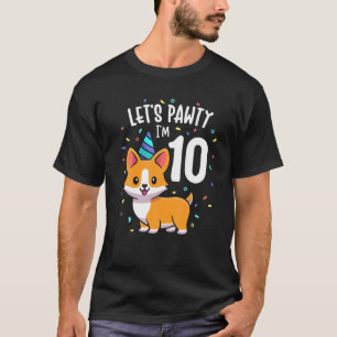 10 Years Old Corgi Dog Lover 10Th Birthday Party O T-Shirt