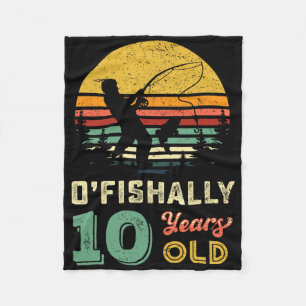 10 Years Old Fishing Gift 10 Yo Ten Year Old 10th  Fleece Blanket
